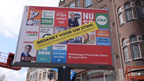 Election Billboard European Elections Amsterdam Netherlands 2019 — Stock Video