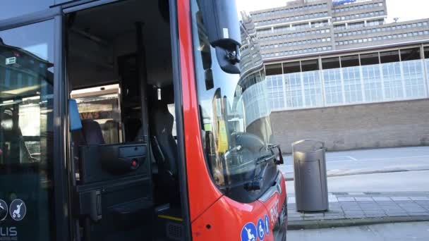 Entrance Open Bus Door Amstel Station Amsterdam Netherlands 2019 — Stockvideo