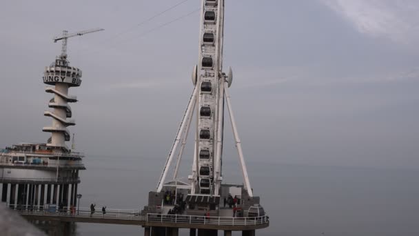 Ferris Wheel Pier Skyview Scheveningen Haga Holandia 2019 — Wideo stockowe