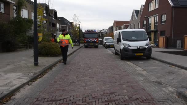 Sinterklaas乘坐消防部门的卡车到达荷兰2019年 — 图库视频影像