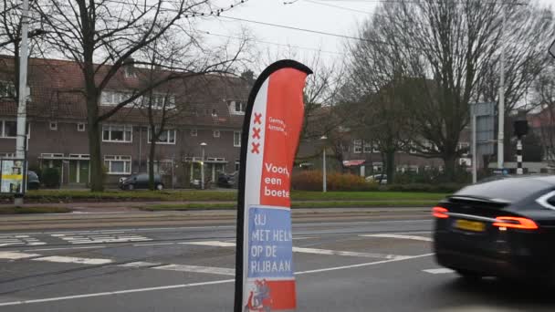 Bandeira Novas Regras Para Ciclomotores Amsterdã Holanda 2019 — Vídeo de Stock