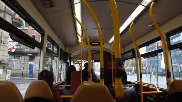 Wnętrze Autobusu Manchester Anglia Holandia 2019 — Wideo stockowe