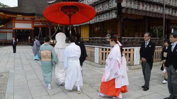 Sposa Giapponese Che Cammina Santuario Yasaka Kyoto Giappone 2015 — Video Stock