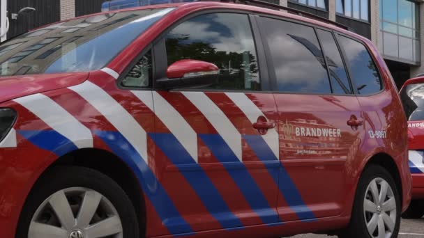 Logo Fire Department Car Amsterdam Netherlands 2020 — Stok Video