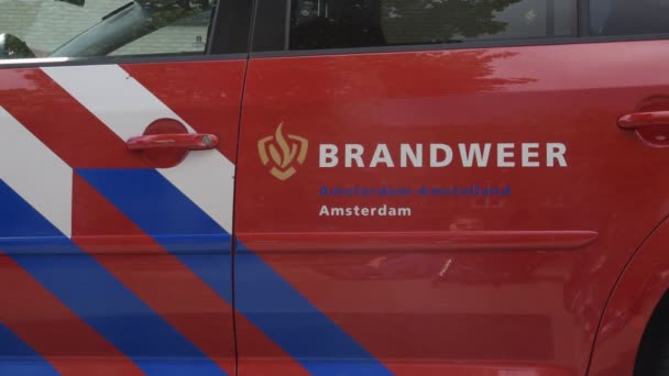Logo Een Brandweerauto Amsterdam 2020 — Stockvideo