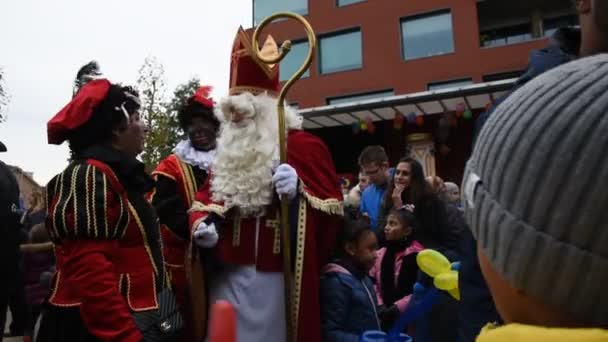 Diemerplein Diemen Sinterklaas Buluşma Hollanda 2019 — Stok video