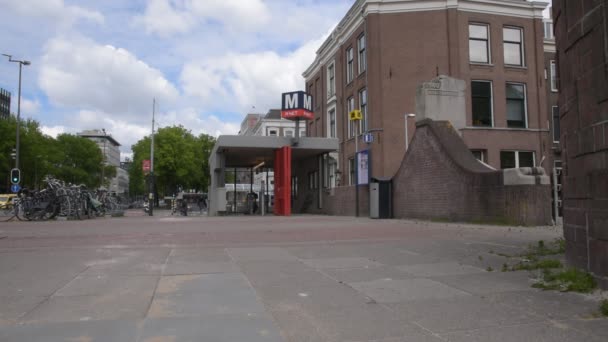 Metro Weesperplein Amsterdam Nederland 2020 — Stockvideo