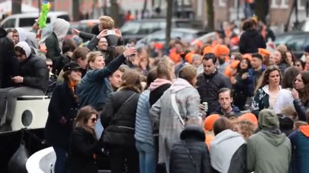 Menschen Kreuzfahrt Mit Einem Boot Königstag Amsterdam Niederlande 2019 — Stockvideo