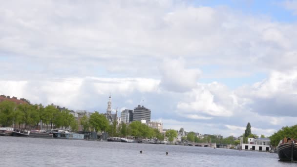 Människor Som Badar Floden Amstel Amsterdam Nederländerna Maj 2020 — Stockvideo