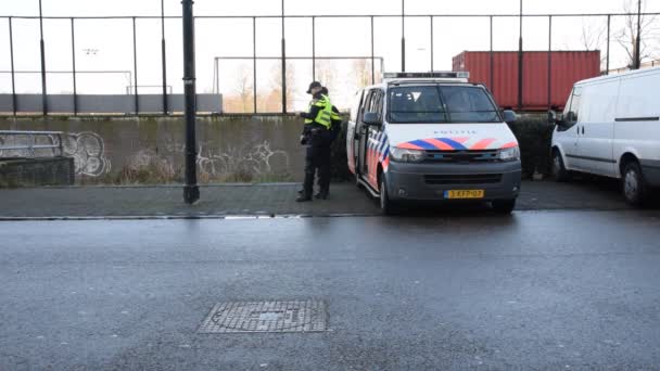 Polizeiwagen Rund Die Johan Cruijff Arena Amsterdam Niederlande 2020 — Stockvideo