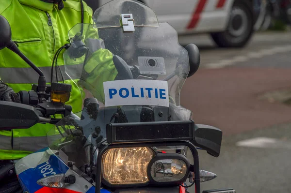 Close Police Motor Amsterdamie Holandia 2019 — Zdjęcie stockowe