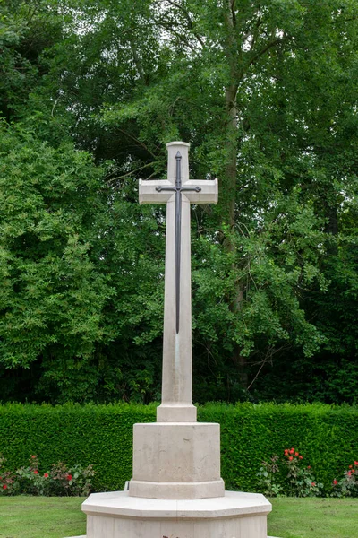 Cross Commonwealth War Graves Nieuwe Ooster Graveyard Amsterdam Netherlands 2019 — Stock Photo, Image