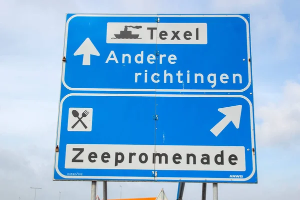 Direction Sign Zeepromenade Texel Den Helder Netherlands 2019 — Stock fotografie