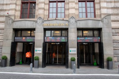 Amsterdam 'daki Euronext Binası Hollanda 18-3-2020