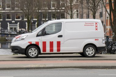 Amsterdam 'daki Gemeente Amsterdam Şirket Arabası Hollanda 18-3-2020