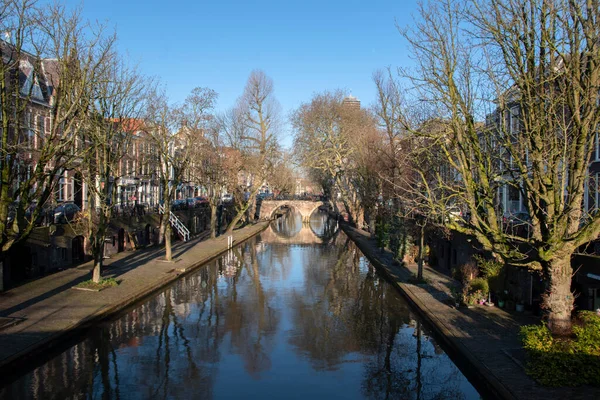 Oudegracht Canal Utrecht Nizozemsko 2019 — Stock fotografie