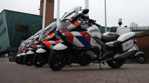 Polizeimotoren Amsterdam Die Niederlande 2019 — Stockvideo