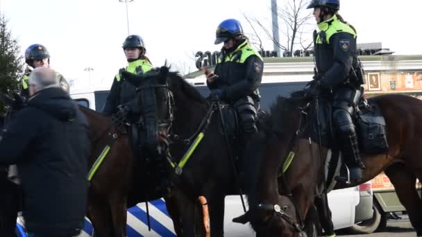 Policyjne Kobiety Koniu Johahn Cruijff Arena Amsterdam Holandia 2020 — Wideo stockowe