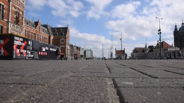 Uscire Dalla Stazione Centrale Causa Del Cornavirus Amsterdam Paesi Bassi — Video Stock