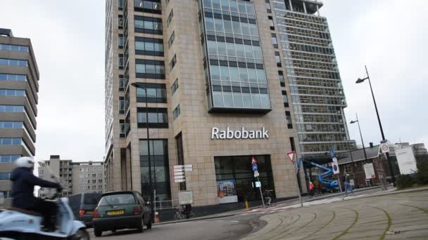 Rabo Bankgebouw Amsterdam Nederland 2019 — Stockvideo