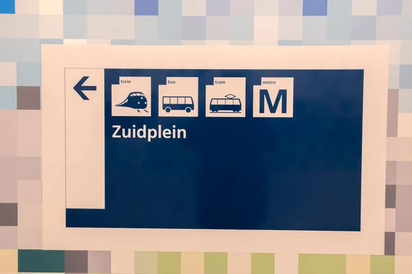 Directon Sign Train Station Zuid Asmsterdam 네덜란드 2020 — 스톡 사진