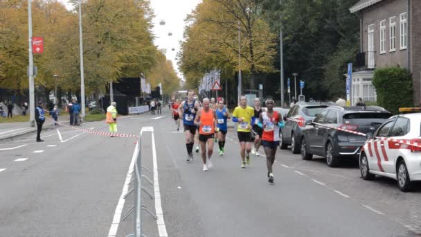 Löpare Marathon Amsterdam Nederländerna 2019 — Stockvideo