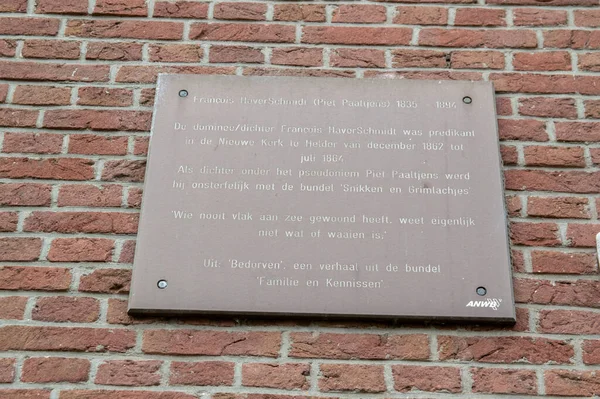 Pamětní Deska Piet Paaltjens Den Helder Nizozemsko 2019 — Stock fotografie