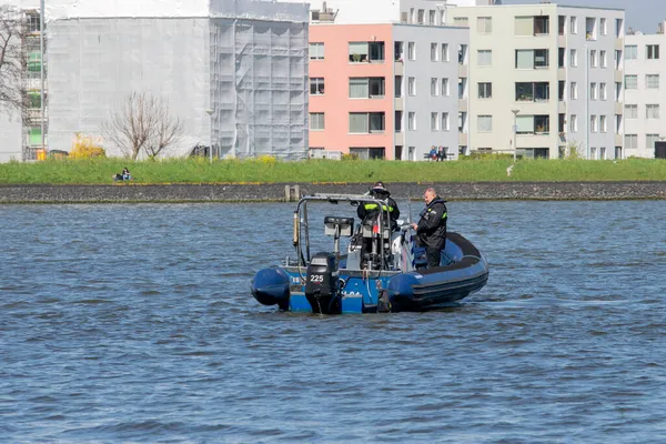 Barco Policial Amsterdã Países Baixos 2020 — Fotografia de Stock