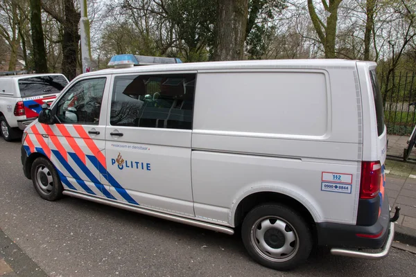 Side View Police Car Amsterdamie Holandia 2020 — Zdjęcie stockowe