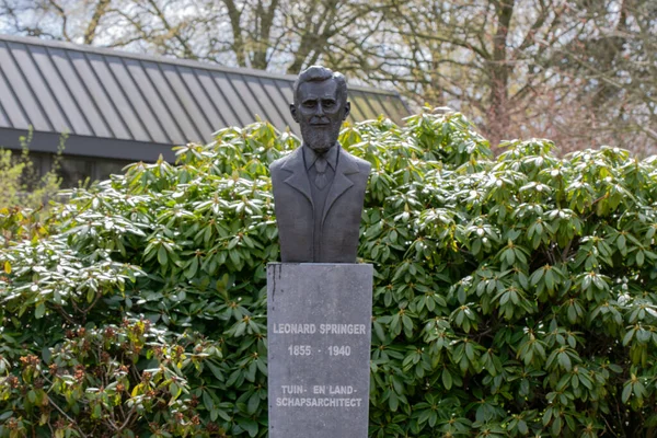 Statue Leonard Springer Amsterdam Netherlands 2021 — Stock Photo, Image