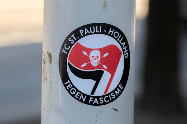 Adesivo Pauli Contra Fascismo Amsterdã Holanda 2021 — Fotografia de Stock