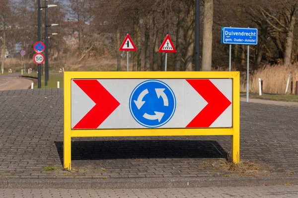 Street Sign Roundabout Amsterdam Netherlands 2021 — Stock fotografie