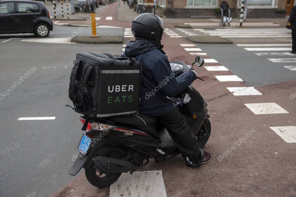Uber Scooter Delivery At Amsterdam The Netherlands 20-1-2021