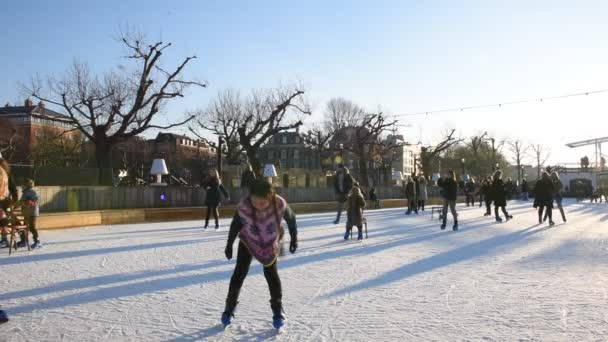 Schaatsring Het Museumplein Amsterdam 2019 — Stockvideo