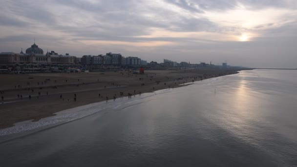 Sonnenuntergang Strand Von Scheveningen Den Haag Niederlande 201 — Stockvideo