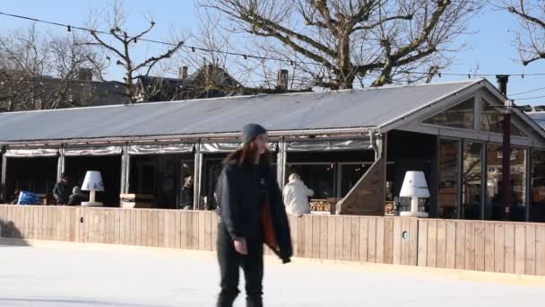 Ice Skating Ring Museumplein Amsterdam Netherlands 2019 — стокове відео