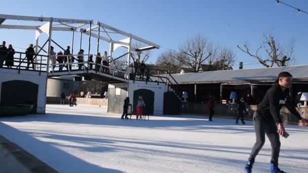 Ice Skating Ring Museumplein Amsterdam 네덜란드 2019 — 비디오