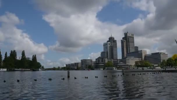 Timelapse Cityscape Amstel River Amsterdam Nizozemsko Května 2020 — Stock video