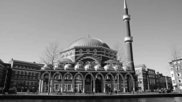 Мечеть Айя Софья Амстердаме Закрыта Вспышки Коронавируса Черно Белом Цвете — стоковое видео