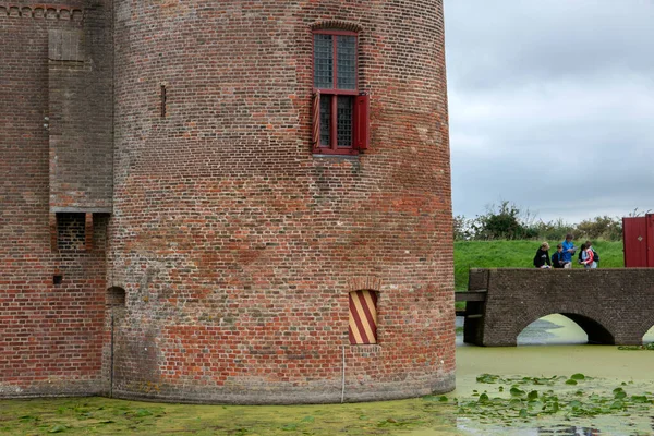 Ponte Vista Laterale Sullo Sfondo Castello Muiderslot Muiden Paesi Bassi — Foto Stock