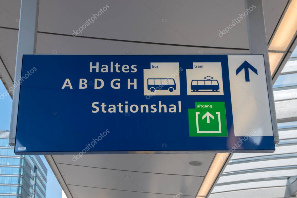 Directions Sign Stationshal At The Central Station At Utrecht The Netherlands 14-4-2021