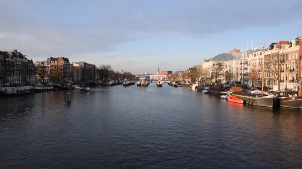 Vue Sur Rivière Amstel Amsterdam Pays Bas 2019 — Video