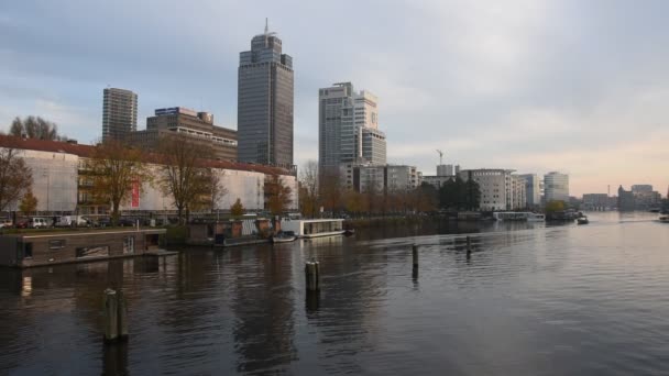 Vista Sobre Río Amstel Ámsterdam 2019 — Vídeos de Stock