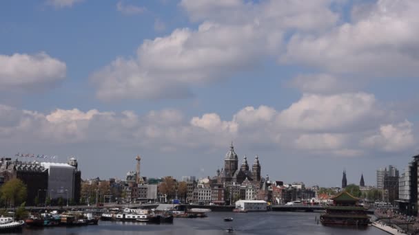 Vista Sobre Oosterdok Amsterdam Los Países Bajos 2019 — Vídeos de Stock
