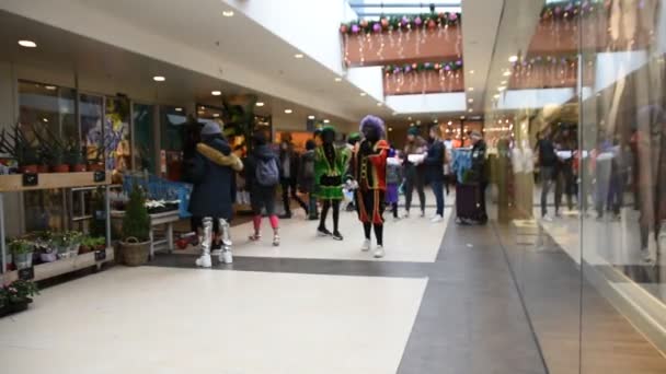 Dziwny Zwart Piet Działa Centrum Handlowym Diemerplein Holandii 2019 — Wideo stockowe
