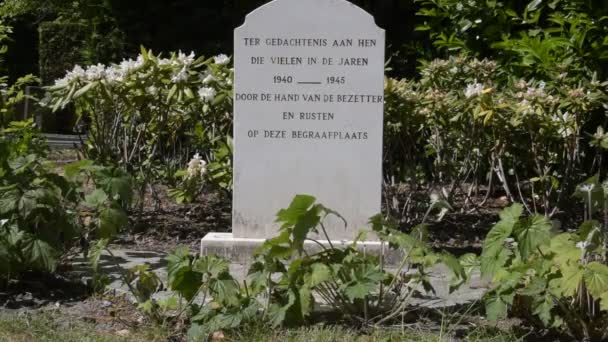 Andra Världskrigets Monument Kyrkogården Diemen Nederländerna 2020 — Stockvideo