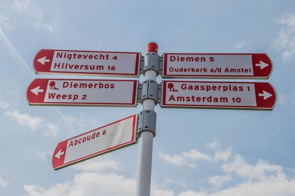 Kerékpárok Direction Sign Driemond Hollandia 2018 — Stock Fotó