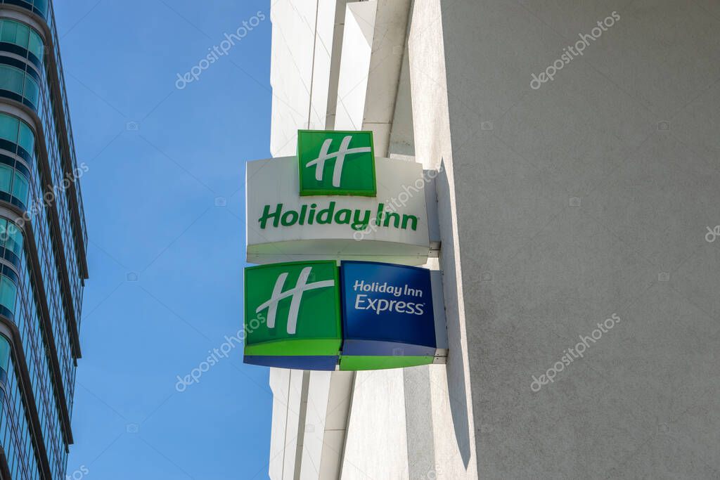 Close Up Of A Billboard Holiday Inn Hotel At Amsterdam The Bijlmer The Netherlands 2019