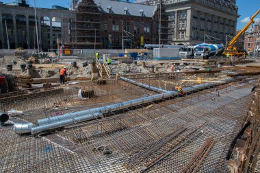 Amsterdam 'daki Leideseplein İnşaat 2019 Hollanda