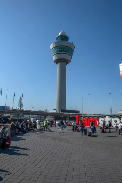 Control Tower Background Schiphol Airport Netherlands 2019 — Stock Photo, Image
